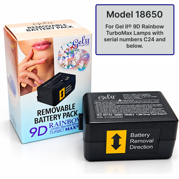 Gel II® 9D Rainbow TurboMax Lamp Removable Battery Pack - Model 18650